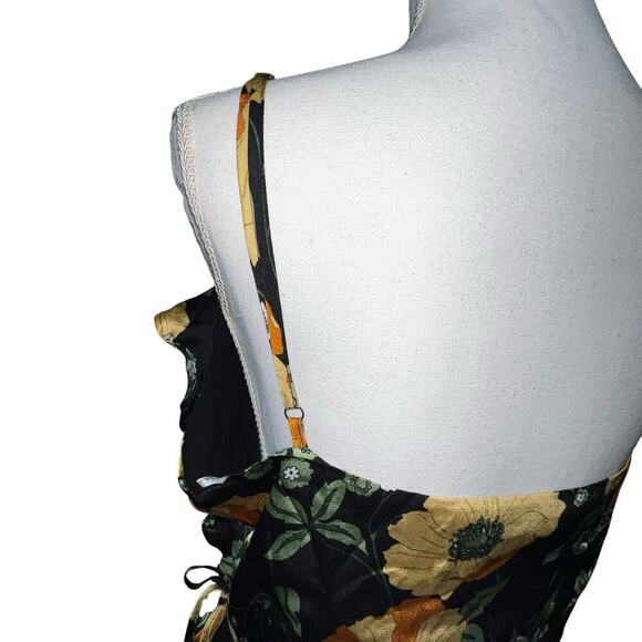 Lulu's Floral Black and Yellow High Low Dress - Picture 9 of 14
